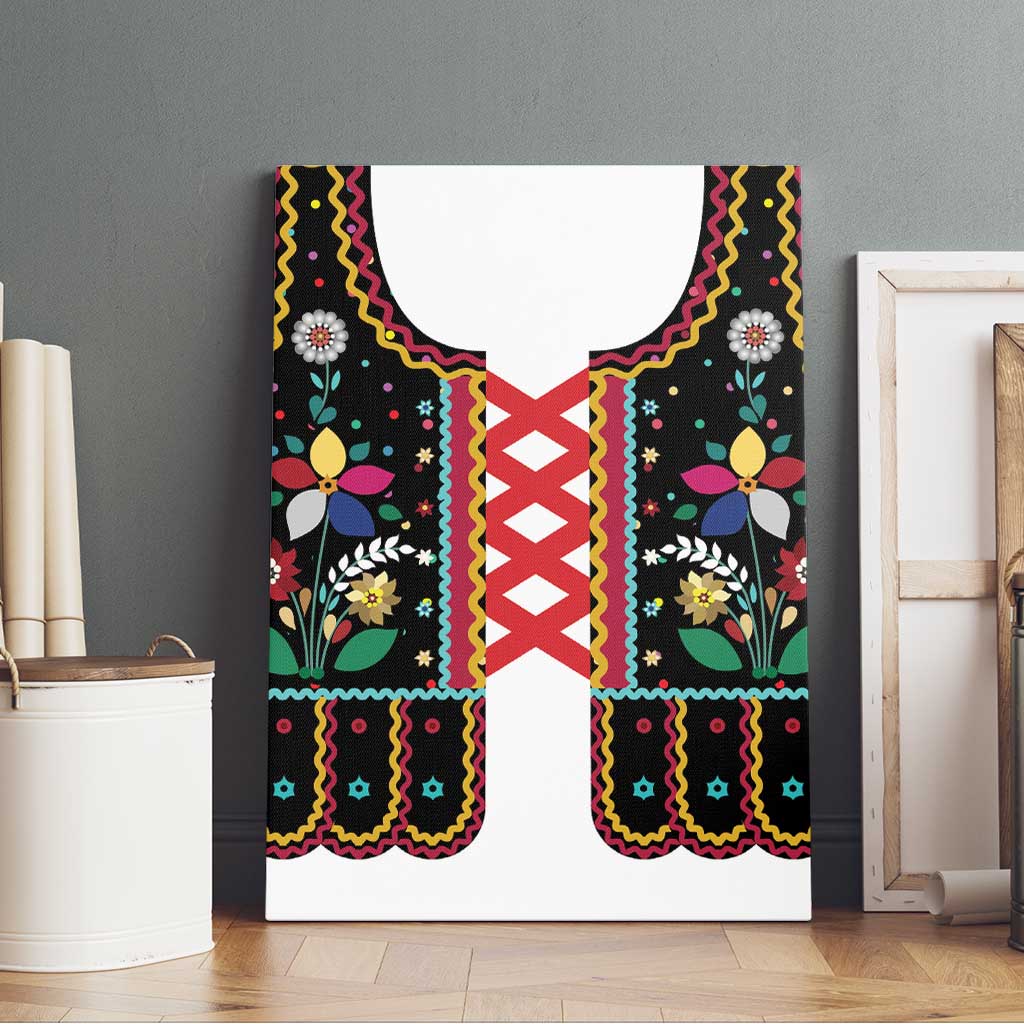 Vintage Polish Gorsecik Canvas Wall Art Slavic Floral Folk Art