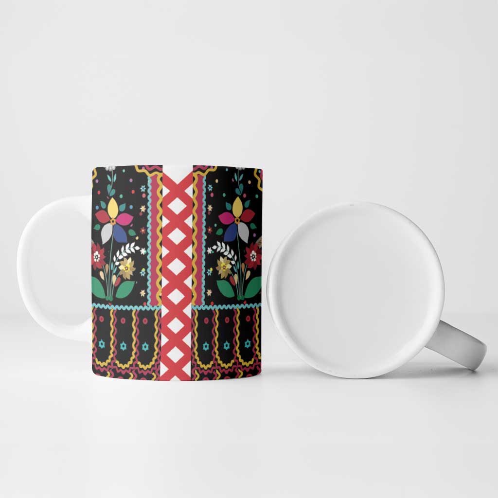 Vintage Polish Gorsecik Ceramic Mug Slavic Floral Folk Art