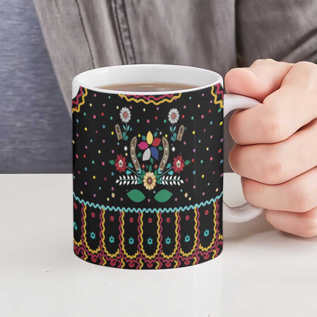 Vintage Polish Gorsecik Ceramic Mug Slavic Floral Folk Art
