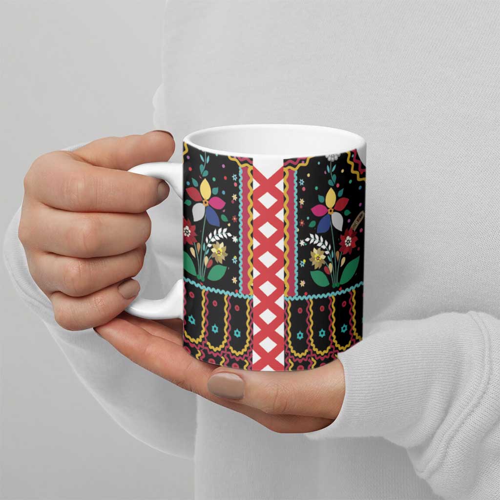 Vintage Polish Gorsecik Ceramic Mug Slavic Floral Folk Art