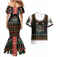 Vintage Polish Gorsecik Couples Matching Mermaid Dress and Hawaiian Shirt Slavic Floral Folk Art