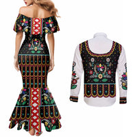 Vintage Polish Gorsecik Couples Matching Mermaid Dress and Long Sleeve Button Shirt Slavic Floral Folk Art