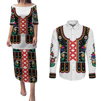 Vintage Polish Gorsecik Couples Matching Puletasi and Long Sleeve Button Shirt Slavic Floral Folk Art