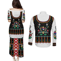 Vintage Polish Gorsecik Couples Matching Puletasi and Long Sleeve Button Shirt Slavic Floral Folk Art