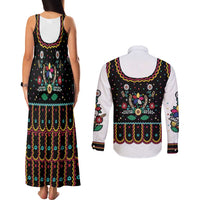 Vintage Polish Gorsecik Couples Matching Tank Maxi Dress and Long Sleeve Button Shirt Slavic Floral Folk Art
