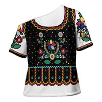 Vintage Polish Gorsecik Cross Shoulder Shirt Slavic Floral Folk Art