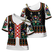Vintage Polish Gorsecik Cross Shoulder Shirt Slavic Floral Folk Art