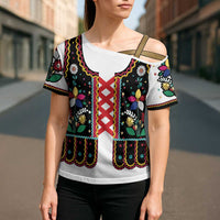 Vintage Polish Gorsecik Cross Shoulder Shirt Slavic Floral Folk Art