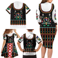 Vintage Polish Gorsecik Family Matching Long Sleeve Bodycon Dress and Hawaiian Shirt Slavic Floral Folk Art