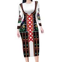 Vintage Polish Gorsecik Family Matching Long Sleeve Bodycon Dress and Hawaiian Shirt Slavic Floral Folk Art