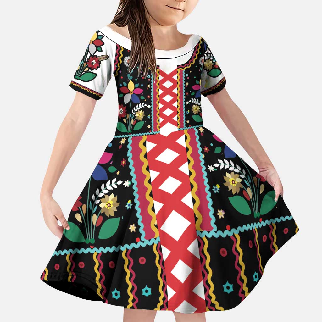 Vintage Polish Gorsecik Family Matching Mermaid Dress and Hawaiian Shirt Slavic Floral Folk Art