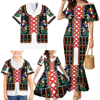 Vintage Polish Gorsecik Family Matching Mermaid Dress and Hawaiian Shirt Slavic Floral Folk Art