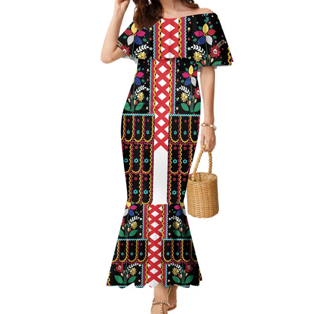 Vintage Polish Gorsecik Family Matching Mermaid Dress and Hawaiian Shirt Slavic Floral Folk Art