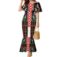 Vintage Polish Gorsecik Family Matching Mermaid Dress and Hawaiian Shirt Slavic Floral Folk Art