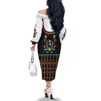 Vintage Polish Gorsecik Family Matching Off The Shoulder Long Sleeve Dress and Hawaiian Shirt Slavic Floral Folk Art