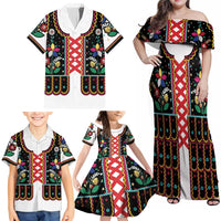 Vintage Polish Gorsecik Family Matching Off Shoulder Maxi Dress and Hawaiian Shirt Slavic Floral Folk Art