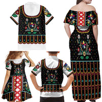 Vintage Polish Gorsecik Family Matching Off Shoulder Maxi Dress and Hawaiian Shirt Slavic Floral Folk Art