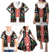 Vintage Polish Gorsecik Family Matching Puletasi and Hawaiian Shirt Slavic Floral Folk Art
