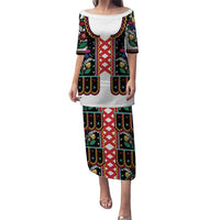 Vintage Polish Gorsecik Family Matching Puletasi and Hawaiian Shirt Slavic Floral Folk Art