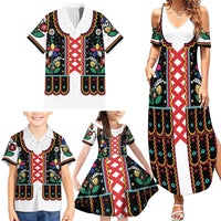 Vintage Polish Gorsecik Family Matching Summer Maxi Dress and Hawaiian Shirt Slavic Floral Folk Art