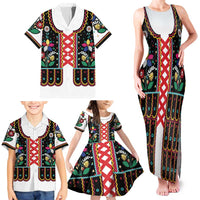 Vintage Polish Gorsecik Family Matching Tank Maxi Dress and Hawaiian Shirt Slavic Floral Folk Art