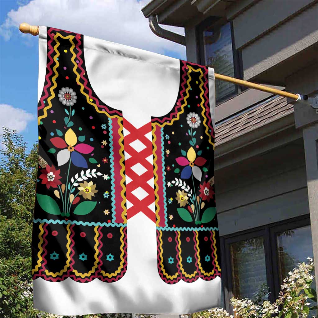 Vintage Polish Gorsecik Garden Flag Slavic Floral Folk Art