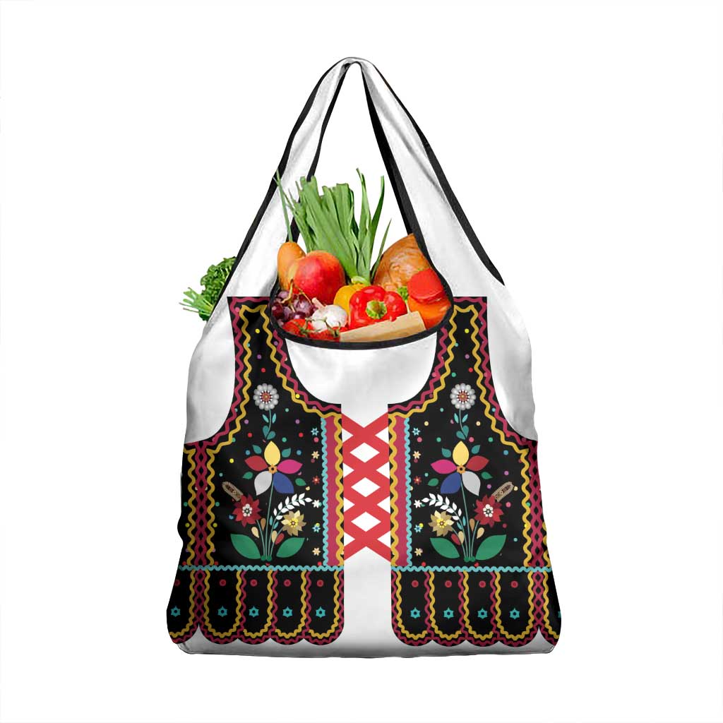 Vintage Polish Gorsecik Grocery Bag Slavic Floral Folk Art
