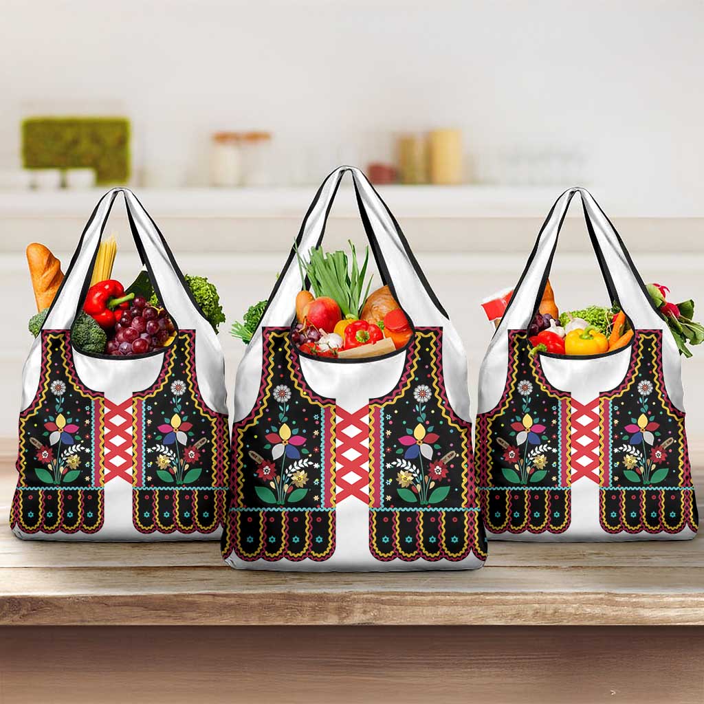 Vintage Polish Gorsecik Grocery Bag Slavic Floral Folk Art