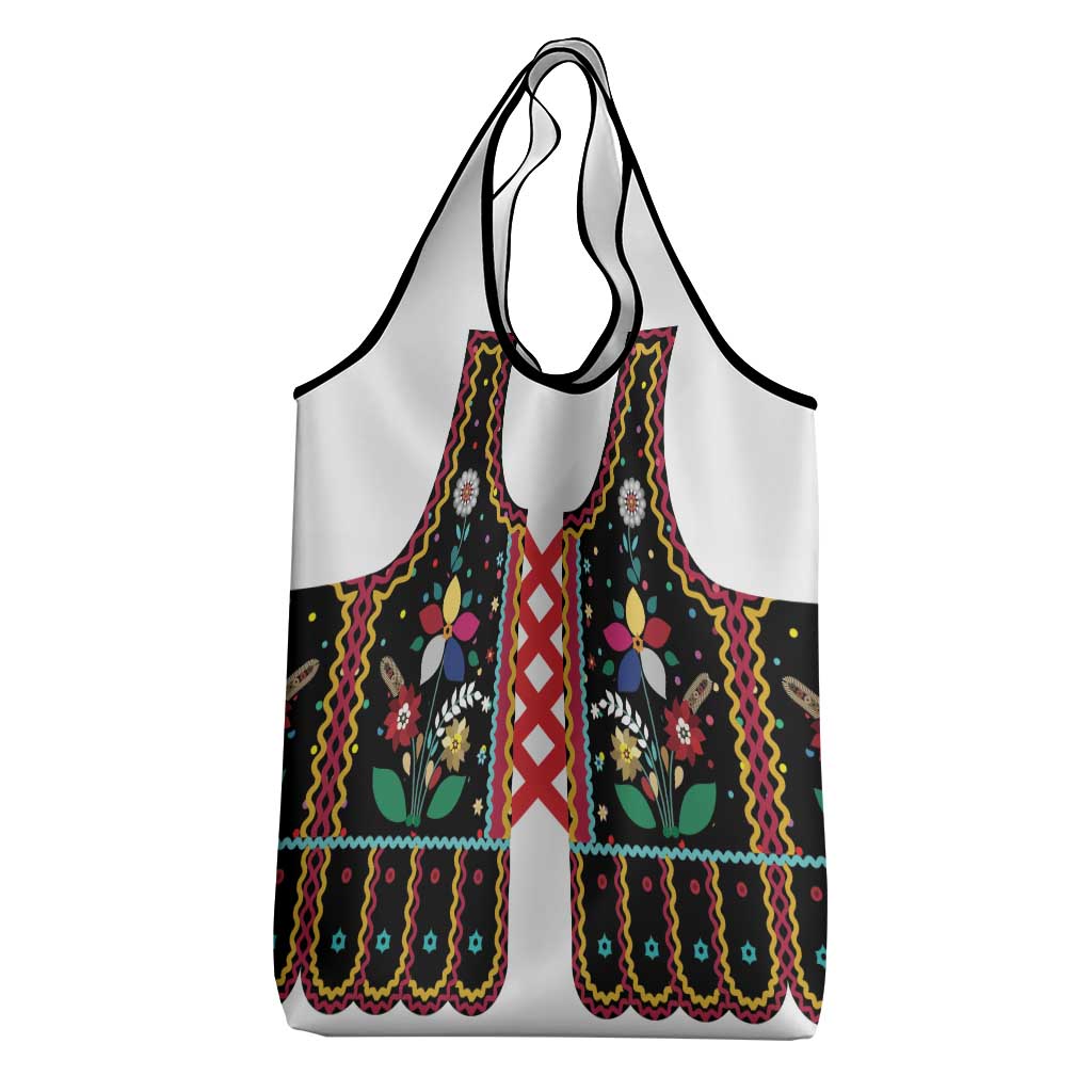 Vintage Polish Gorsecik Grocery Bag Slavic Floral Folk Art