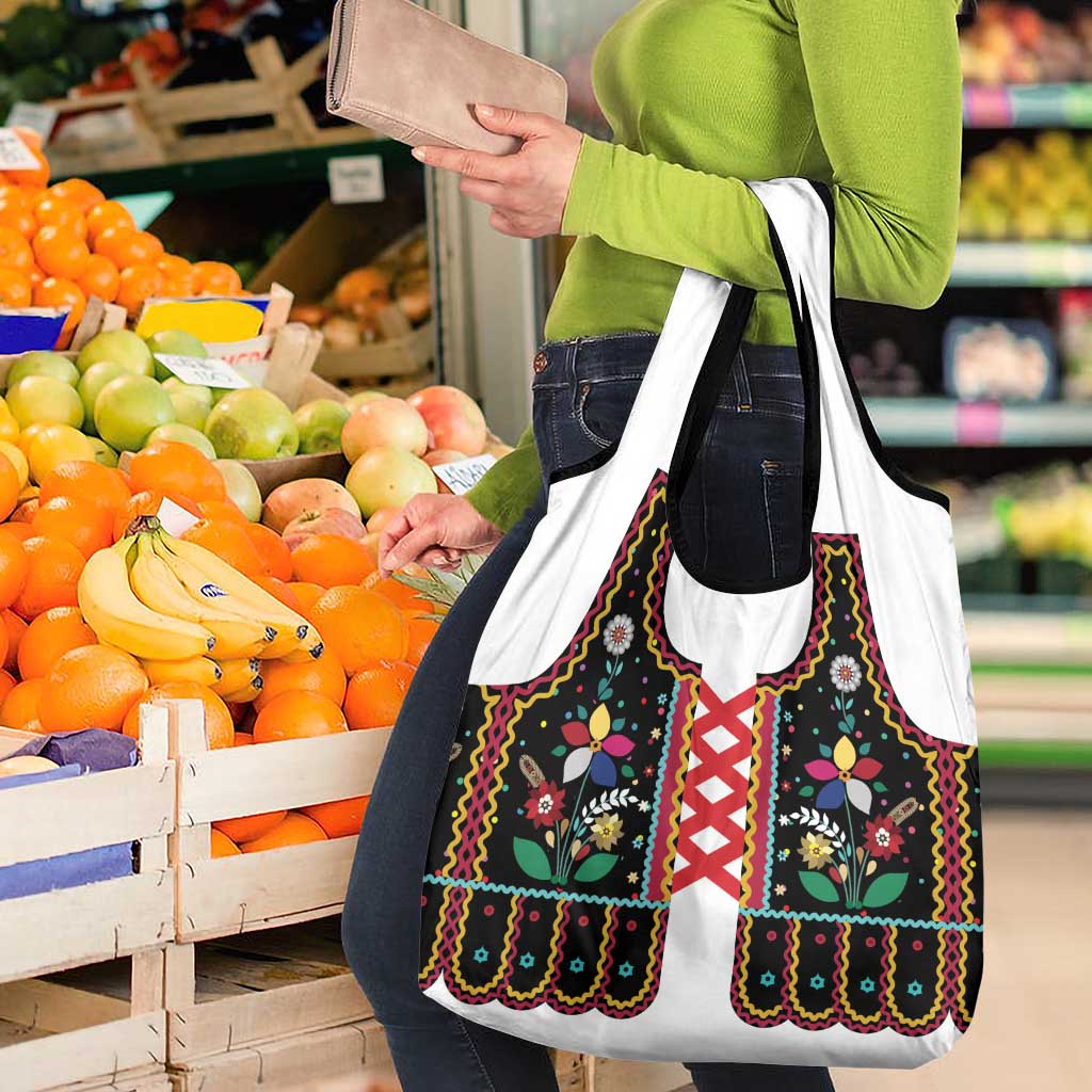 Vintage Polish Gorsecik Grocery Bag Slavic Floral Folk Art