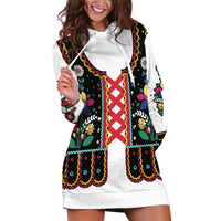 Vintage Polish Gorsecik Hoodie Dress Slavic Floral Folk Art