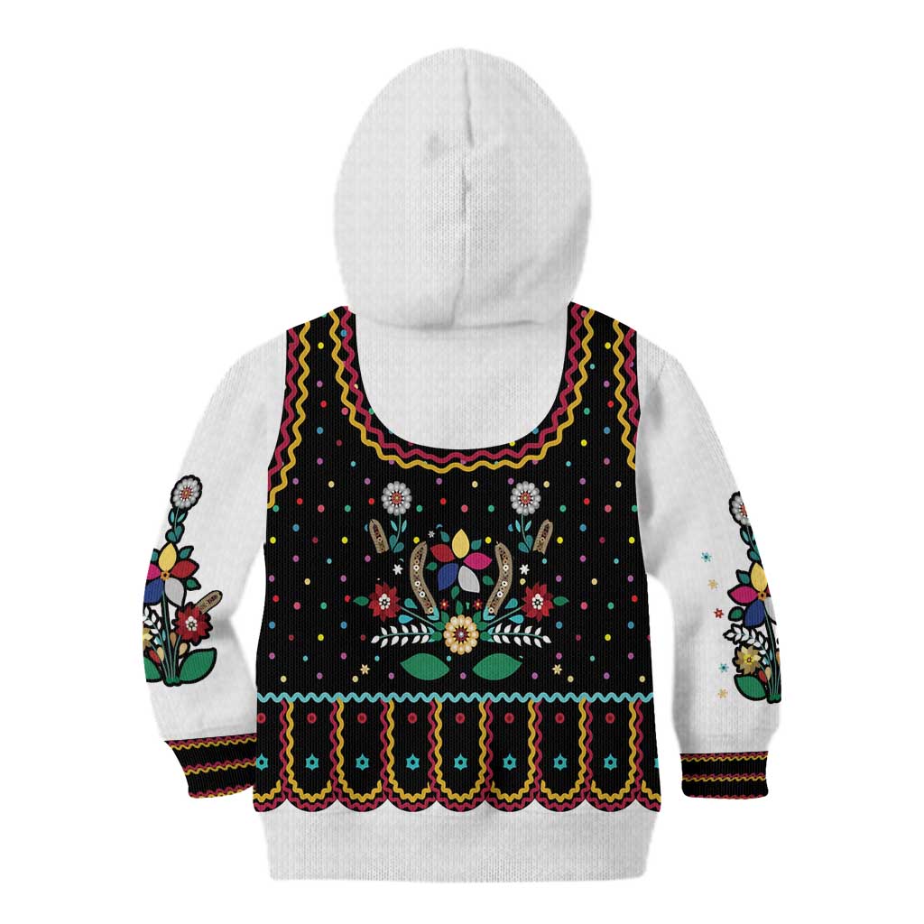 Vintage Polish Gorsecik Kid Hoodie Slavic Floral Folk Art