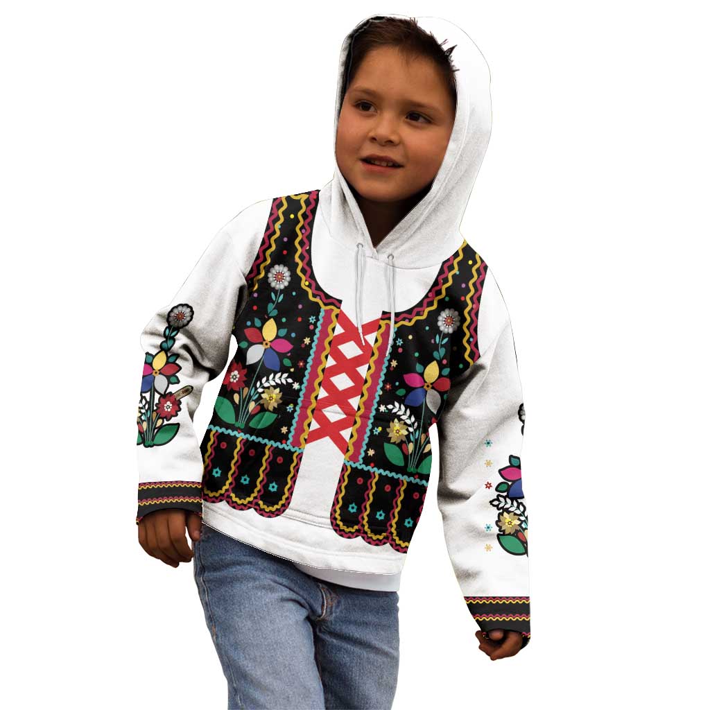 Vintage Polish Gorsecik Kid Hoodie Slavic Floral Folk Art