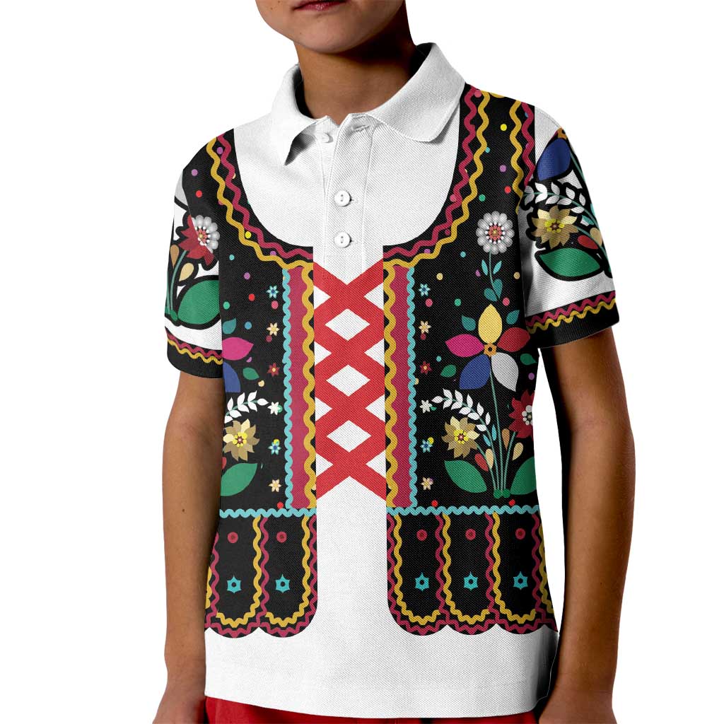 Vintage Polish Gorsecik Kid Polo Shirt Slavic Floral Folk Art