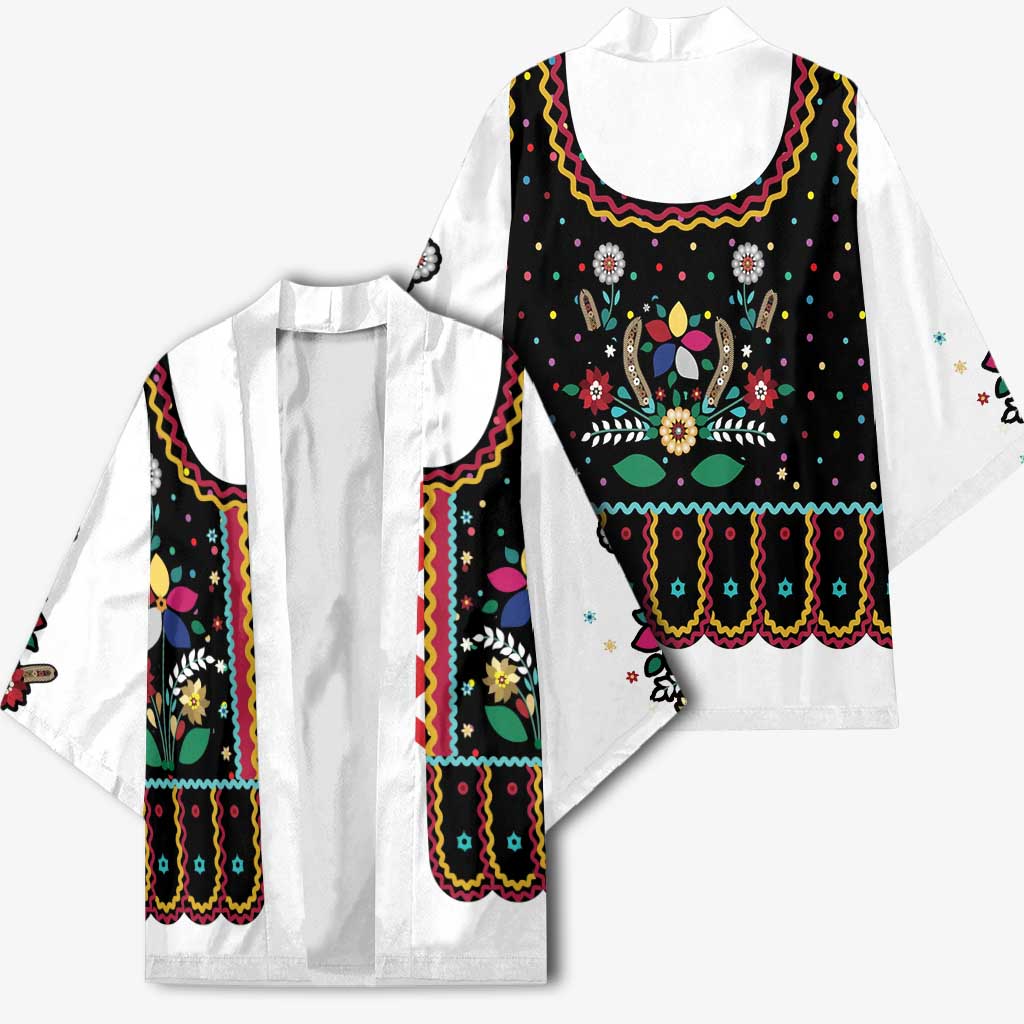 Vintage Polish Gorsecik Kimono Slavic Floral Folk Art