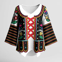 Vintage Polish Gorsecik Kimono Sleeve Blouse Slavic Floral Folk Art