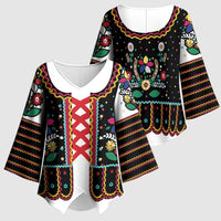Vintage Polish Gorsecik Kimono Sleeve Blouse Slavic Floral Folk Art