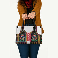 Vintage Polish Gorsecik Leather Bag Slavic Floral Folk Art