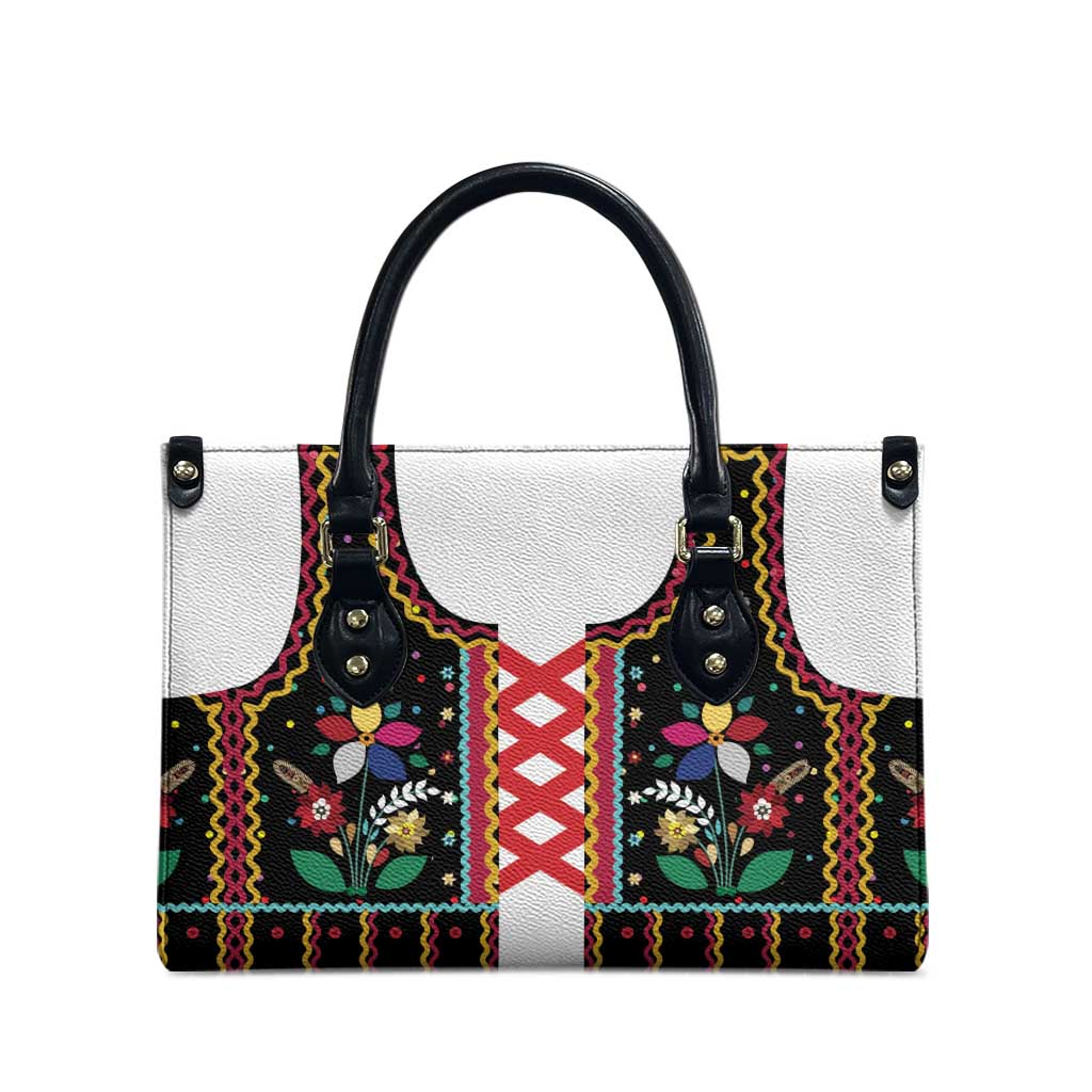 Vintage Polish Gorsecik Leather Bag Slavic Floral Folk Art