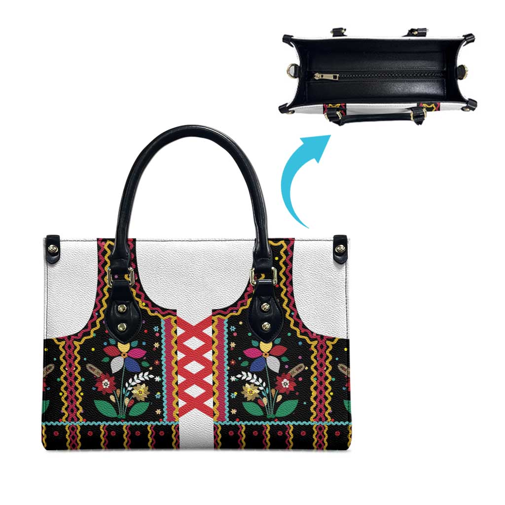 Vintage Polish Gorsecik Leather Bag Slavic Floral Folk Art