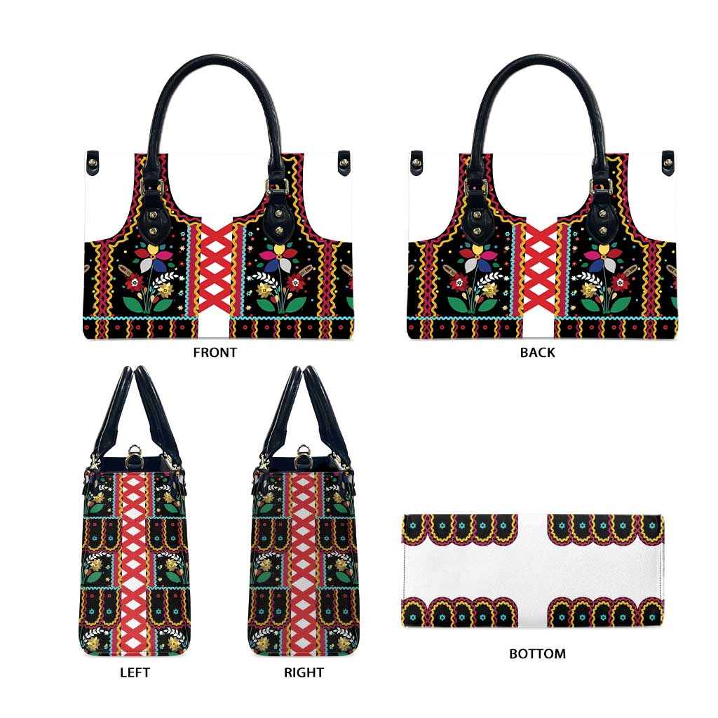 Vintage Polish Gorsecik Leather Bag Slavic Floral Folk Art