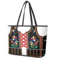 Vintage Polish Gorsecik Leather Tote Bag Slavic Floral Folk Art