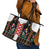 Vintage Polish Gorsecik Leather Tote Bag Slavic Floral Folk Art