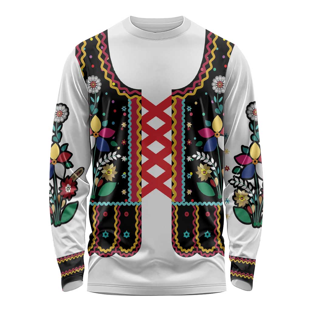 Vintage Polish Gorsecik Long Sleeve Shirt Slavic Floral Folk Art