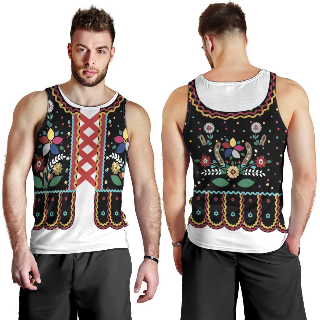 Vintage Polish Gorsecik Men Tank Top Slavic Floral Folk Art