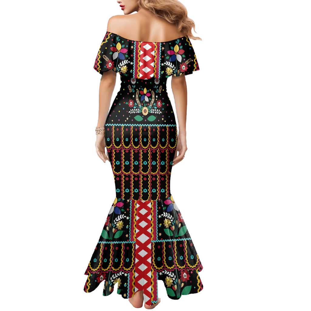 Vintage Polish Gorsecik Mermaid Dress Slavic Floral Folk Art