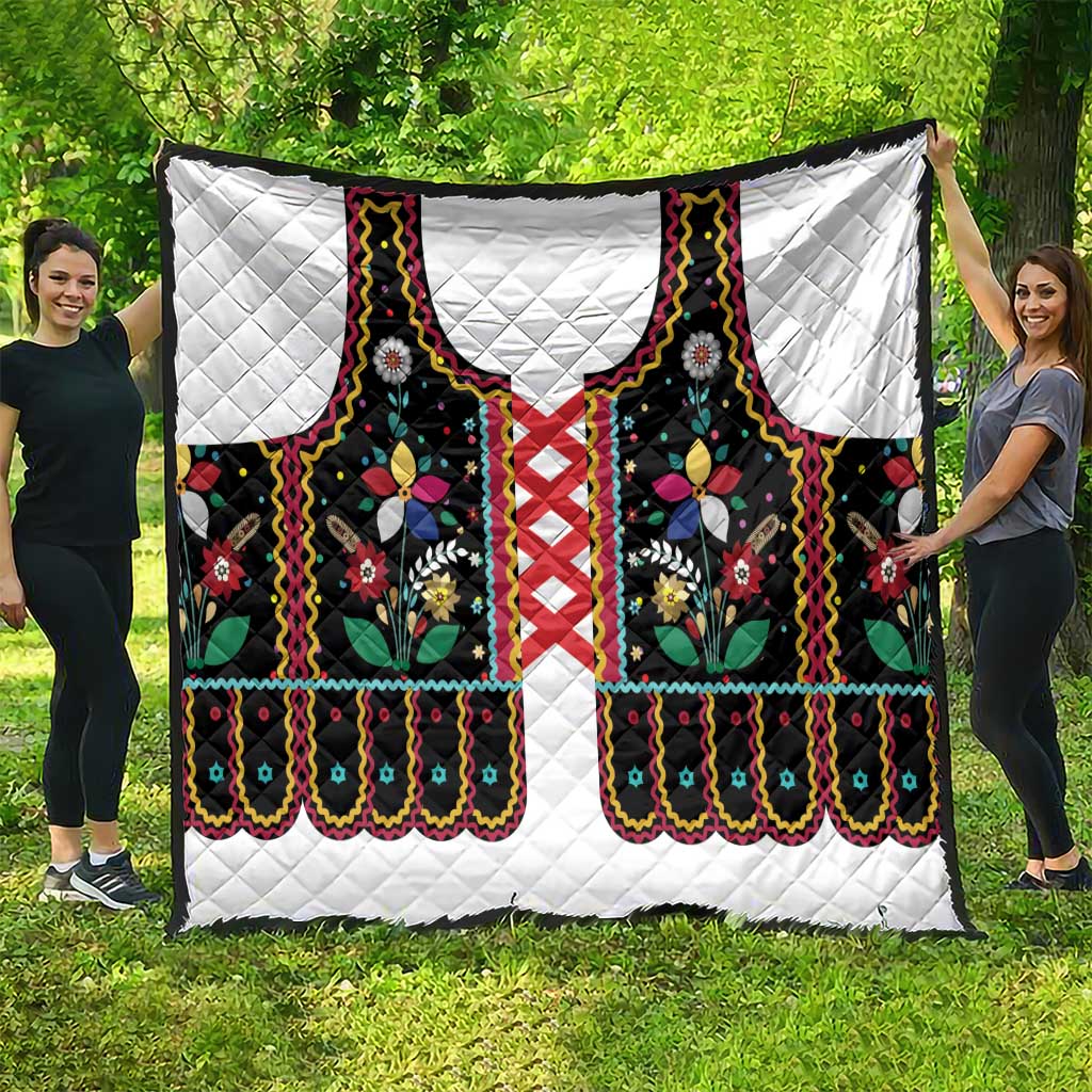 Vintage Polish Gorsecik Quilt Slavic Floral Folk Art