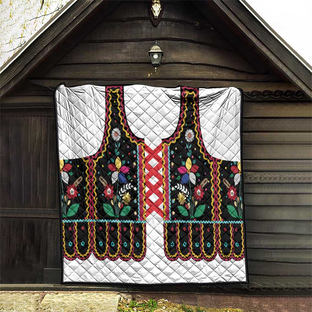Vintage Polish Gorsecik Quilt Slavic Floral Folk Art