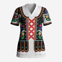 Vintage Polish Gorsecik Scrub Top Slavic Floral Folk Art