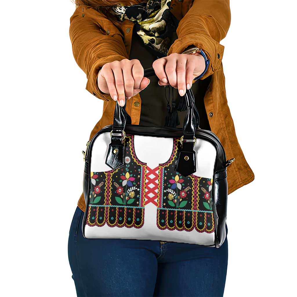 Vintage Polish Gorsecik Shoulder Handbag Slavic Floral Folk Art